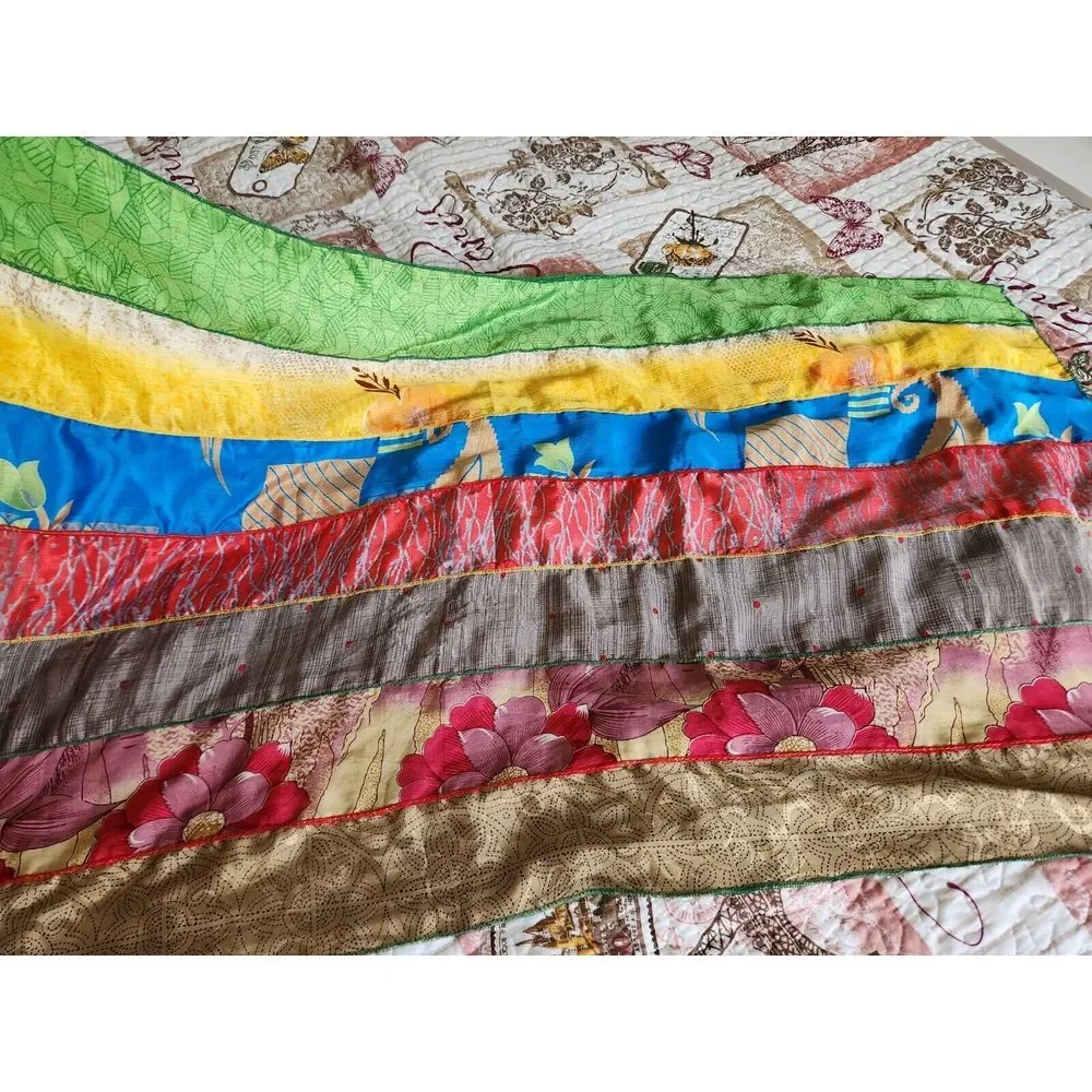 Darn Good Yarn‎ Silk Medley Scarf Reclaimed Sari Silk Floral 20×70 Inches